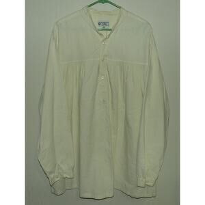 Inter-American Trading Mens XXL LS Boho Peasant Frontier Shirt Band Collar Ivory